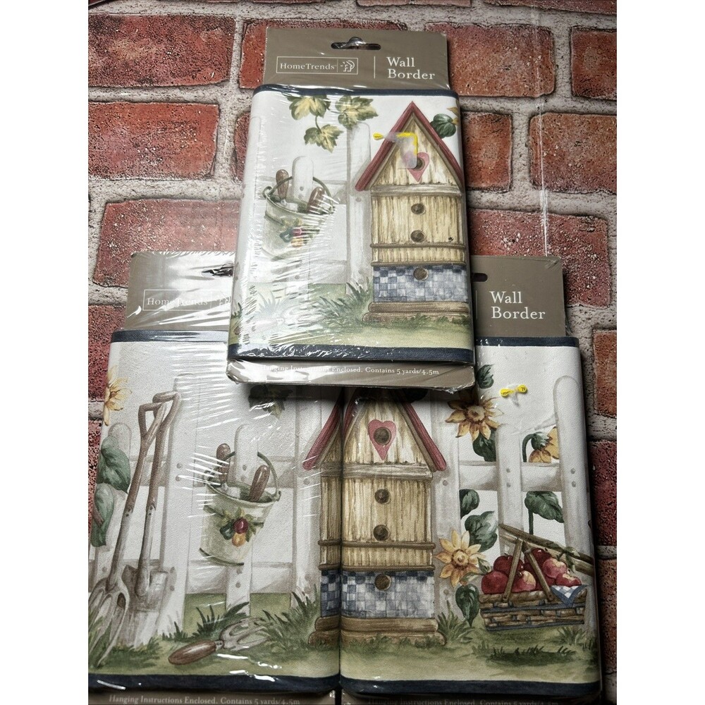 3 Home Trends PrePasted Wallpaper Border 5 Yds x 7" Bird House Country Garden